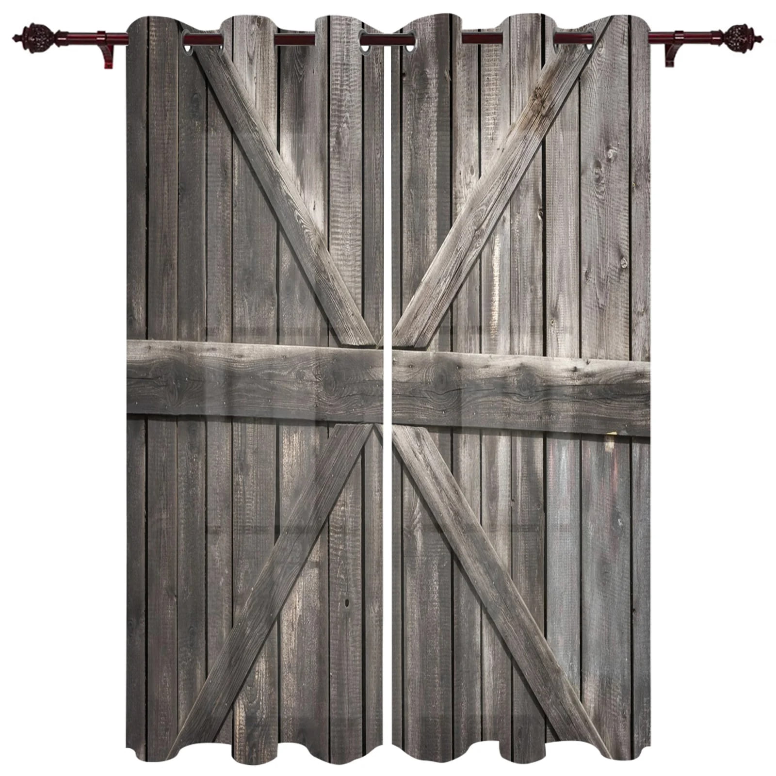 Kitchen Window Curtains Retro Wood Grain Crack Adult Children Bedroom ...