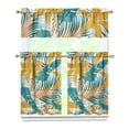 thumbnail image 1 of Kitchen Window Curtains Set of 3, 27.5x36in Polyester Tier and Valance, Tropical Hawaii Jungle Plant Leaf and Flower Drapes for Bathroom or Dining Room, 1 of 5