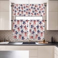 thumbnail image 1 of Kitchen Window Curtains Valance and Tier Set, 4th of July Stripes and Stars Bow Rod Pocket Tier Curtains and Valance 3 Piece Set, Vintage Independence Day Window Treatment for Bedroom Living Room, 1 of 9