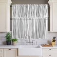 thumbnail image 1 of Kitchen Window Curtains Valance and Tier Set, Abstract Lines Texture Rod Pocket Tier Curtains and Valance 3 Piece Set, Modern Black Stripes Light Filtering Window Treatment for Bedroom Living Room, 1 of 9
