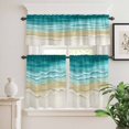 thumbnail image 1 of Kitchen Window Curtains Valance and Tier Set, Abstract Turquoise Beige Beach Theme Rod Pocket Tier Curtain Valance Set, Coastal Ombre Water Ripple Light Filtering Cafe Curtains for Bedroom, 1 of 9