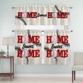 thumbnail image 1 of Kitchen Window Curtains Valance and Tier Set, Baseball Texture Sweet Home Text Rod Pocket Tier Curtain Valance Set, Black Stripe on Beige Light Filtering Cafe Curtains for Bedroom Living Room, 1 of 9