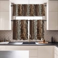 thumbnail image 1 of Kitchen Window Curtains Valance and Tier Set, Country Zebra Texture Rod Pocket Tier Curtains and Valance 3 Piece Set, Farmhouse Brown Animal Printed Window Treatment for Bedroom Living Room, 1 of 9