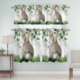thumbnail image 1 of Kitchen Window Curtains Valance and Tier Set, Easter Buuy Pastoral Rabbit Tail Rod Pocket Tier Curtain Valance Set, Green Leaves Meadow Light Filtering Cafe Curtains for Bedroom Living Room, 1 of 9