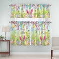 thumbnail image 1 of Kitchen Window Curtains Valance and Tier Set, Easter Egg Pink Bunny Ears Rod Pocket Tier Curtain Valance Set, Watercolor Floral Gradient Light Filtering Cafe Curtains for Bedroom Living Room, 1 of 9