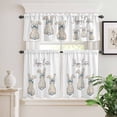 thumbnail image 1 of Kitchen Window Curtains Valance and Tier Set, Easter Flower Rabbit Rod Pocket Tier Curtain Valance Set, Cartoon Bow Floral Bunny Light Filtering Cafe Curtains for Bedroom Living Room, 1 of 9