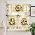 thumbnail image 1 of Kitchen Window Curtains Valance and Tier Set, Farm Watercolor Sweet Gnome Sunflower Rod Pocket Tier Curtain Valance Set, Rutic Buffalo Yellow Lattice Light Filtering Cafe Curtains for Bedroom, 1 of 9