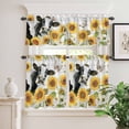 thumbnail image 1 of Kitchen Window Curtains Valance and Tier Set, Farmhouse Cow Sunflower Rod Pocket Tier Curtain Valance Set, Spring Yellow Flower Wood Plank Light Filtering Cafe Curtains for Bedroom Living Room, 1 of 9