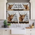 thumbnail image 1 of Kitchen Window Curtains Valance and Tier Set, Farmhouse Flower Cow Rod Pocket Tier Curtains and Valance 3 Piece Set, Rustic Animal Floral Wood Plank Window Treatment for Bedroom Living Room, 1 of 9