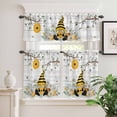 thumbnail image 1 of Kitchen Window Curtains Valance and Tier Set, Farmhouse Yellow Black Gnome Rod Pocket Tier Curtain Valance Set, Spring Bee Daisy Flower Wood Board Light Filtering Cafe Curtains for Bedroom, 1 of 9