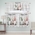 thumbnail image 1 of Kitchen Window Curtains Valance and Tier Set, Happy Easter Words Gnomes Rod Pocket Tier Curtain Valance Set, Eggs on Wood Board Light Filtering Cafe Curtains for Bedroom Living Room, 1 of 9