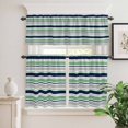 thumbnail image 1 of Kitchen Window Curtains Valance and Tier Set, Modern Minimalist Stripe Rod Pocket Tier Curtain Valance Set, Abstract Navy Blue Green Grey Line Light Filtering Cafe Curtains for Bedroom Living Room, 1 of 9