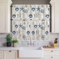 thumbnail image 1 of Kitchen Window Curtains Valance and Tier Set, Nautical Starfish Shell Conch Rod Pocket Tier Curtains and Valance 3 Piece Set, Stamp Anchor Retro Linen Window Treatment for Bedroom Living Room, 1 of 9