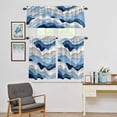 thumbnail image 1 of Kitchen Window Curtains Valance and Tier Set, Ocean Blue Gradient Water Ripples Rod Pocket Tier Curtain Valance Set, Coastal Nautical Theme Light Filtering Cafe Curtains for Bedroom Living Room, 1 of 9