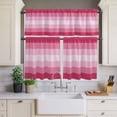 thumbnail image 1 of Kitchen Window Curtains Valance and Tier Set, Pink Gradient Stripe Texture Rod Pocket Tier Curtains and Valance 3 Piece Set, Minimalist Modern Color Art Window Treatment for Bedroom Living Room, 1 of 9