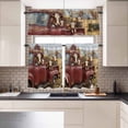 thumbnail image 1 of Kitchen Window Curtains Valance and Tier Set, Retro Farm Cow Barn Truck Rod Pocket Tier Curtains and Valance 3 Piece Set, Pastoral Flower Straw Window Treatment for Bedroom Living Room, 1 of 9
