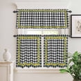 thumbnail image 1 of Kitchen Window Curtains Valance and Tier Set, Rustic Lemon Fruit Green Leaves Rod Pocket Tier Curtain Valance Set, Classic Black White Checker Light Filtering Cafe Curtains for Bedroom Living Room, 1 of 9