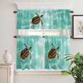 thumbnail image 1 of Kitchen Window Curtains Valance and Tier Set, Sea Turtle Baby Swimming In Water Rod Pocket Tier Curtain Valance Set, Blue Green Ocean Light Filtering Cafe Curtains for Bedroom Living Room, 1 of 9