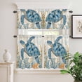 thumbnail image 1 of Kitchen Window Curtains Valance and Tier Set, Sea Turtle Ocean Coral Rod Pocket Tier Curtain Valance Set, Underwater World Marine Animal Light Filtering Cafe Curtains for Bedroom Living Room, 1 of 9