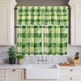 thumbnail image 1 of Kitchen Window Curtains Valance and Tier Set, Spring Abstract Green Yellow Plaid Rod Pocket Tier Curtains and Valance 3 Piece Set, Rustic Buffalo Checker Window Treatment for Bedroom Living Room, 1 of 9