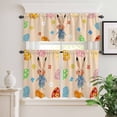 thumbnail image 1 of Kitchen Window Curtains Valance and Tier Set, Spring Easter Egg Rabbit Little Flowers Rod Pocket Tier Curtain Valance Set, Watercolor Floral Light Filtering Cafe Curtains for Bedroom Living Room, 1 of 9