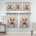 thumbnail image 1 of Kitchen Window Curtains Valance and Tier Set, Spring Flower Cow Wood Board Rod Pocket Tier Curtain Valance Set, Farmhouse Animal Leaf Wooden Light Filtering Cafe Curtains for Bedroom Living Room, 1 of 9