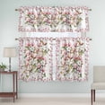 thumbnail image 1 of Kitchen Window Curtains Valance and Tier Set, Spring Pink White Magnolia Flower Rod Pocket Tier Curtain Valance Set, Blossom Floral Leaves Light Filtering Cafe Curtains for Bedroom Living Room, 1 of 9