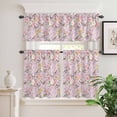thumbnail image 1 of Kitchen Window Curtains Valance and Tier Set, Spring White Pink Mountain Tea Flowers Rod Pocket Tier Curtain Valance Set, Birds Floral Art Light Filtering Cafe Curtains for Bedroom Living Room, 1 of 9