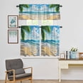 thumbnail image 1 of Kitchen Window Curtains Valance and Tier Set, Summer Beach Blue Seawater Rod Pocket Tier Curtain Valance Set, Tropical Plant Palm Tree Light Filtering Cafe Curtains for Bedroom Living Room, 1 of 9