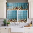 thumbnail image 1 of Kitchen Window Curtains Valance and Tier Set, Summer Ocean Starfish on Blue Rod Pocket Tier Curtains and Valance 3 Piece Set, Vintage Wood Board Window Treatment for Bedroom Living Room, 1 of 9