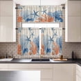 thumbnail image 1 of Kitchen Window Curtains Valance and Tier Set, Summer Ocean Starfish Coral Rod Pocket Tier Curtains and Valance 3 Piece Set, Blue Sea Creature Retro Linen Window Treatment for Bedroom Living Room, 1 of 9