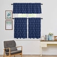 thumbnail image 1 of Kitchen Window Curtains Valance and Tier Set, Vintage Nautical Anchor Rod Pocket Tier Curtain Valance Set, Navy Blue Background Light Filtering Cafe Curtains for Bedroom Living Room, 1 of 9