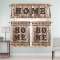 thumbnail image 1 of Kitchen Window Curtains Valance and Tier Set, Vintage Western Star Home Rod Pocket Tier Curtain Valance Set, Rustic Brown Wood Board Light Filtering Cafe Curtains for Bedroom Living Room, 1 of 9