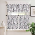 thumbnail image 1 of Kitchen Window Curtains Valance and Tier Set, Watercolor Birds Flowers Rod Pocket Tier Curtain Valance Set, Abstract Country Plant Animal Light Filtering Cafe Curtains for Bedroom Living Room, 1 of 9