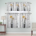 thumbnail image 1 of Kitchen Window Curtains Valance and Tier Set, Watercolor Blossom Flower Daisy Rod Pocket Tier Curtain Valance Set, Farm Wooden Plank Light Filtering Cafe Curtains for Bedroom Living Room, 1 of 9