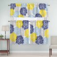 thumbnail image 1 of Kitchen Window Curtains Valance and Tier Set, Watercolor Blue Yellow Blooming Sunflowers Rod Pocket Tier Curtain Valance Set, Abstract Flowers Light Filtering Cafe Curtains for Bedroom Living Room, 1 of 9