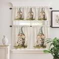 thumbnail image 1 of Kitchen Window Curtains Valance and Tier Set, Watercolor Easter Blue Gnome on Linen Rod Pocket Tier Curtain Valance Set, Spring Green Leaves Light Filtering Cafe Curtains for Bedroom Living Room, 1 of 9