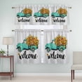 thumbnail image 1 of Kitchen Window Curtains Valance and Tier Set, Watercolor Farm Flower Teal Truck Rod Pocket Tier Curtain Valance Set, Sunflower on Gray Linen Light Filtering Cafe Curtains for Bedroom Living Room, 1 of 9