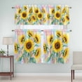 thumbnail image 1 of Kitchen Window Curtains Valance and Tier Set, Watercolor Spring Sunflowers Rod Pocket Tier Curtain Valance Set, Farm Floral Art Light Filtering Cafe Curtains for Bedroom Living Room, 1 of 9