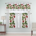 thumbnail image 1 of Kitchen Window Curtains Valance and Tier Set, Watercolor Strawberries Flower Leaves Rod Pocket Tier Curtain Valance Set, Vintage Wood Board Light Filtering Cafe Curtains for Bedroom Living Room, 1 of 9