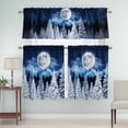 thumbnail image 1 of Kitchen Window Curtains Valance and Tier Set, Winter Whiter Trees Rod Pocket Tier Curtain Valance Set, Abstract Moon Landscapes Light Filtering Cafe Curtains for Bedroom Living Room, 1 of 9