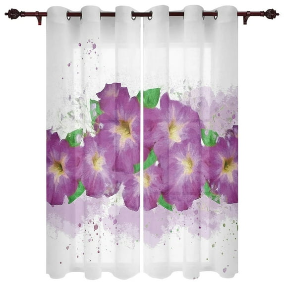 Kitchen Window Curtains Watercolor Morning Glory Adult Children Bedroom Decoration Living Room Hanging ClothTreatment Cu