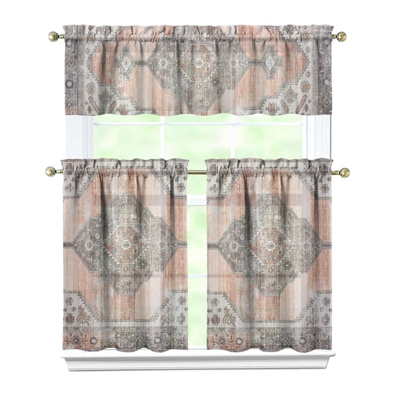 Kitchen Window Curtains over Sink Abstract Contemporary 36 Inch 3 Pieces Set Small Window Cafe Curtains for Home Decor Rod Pocket Tier Drapes