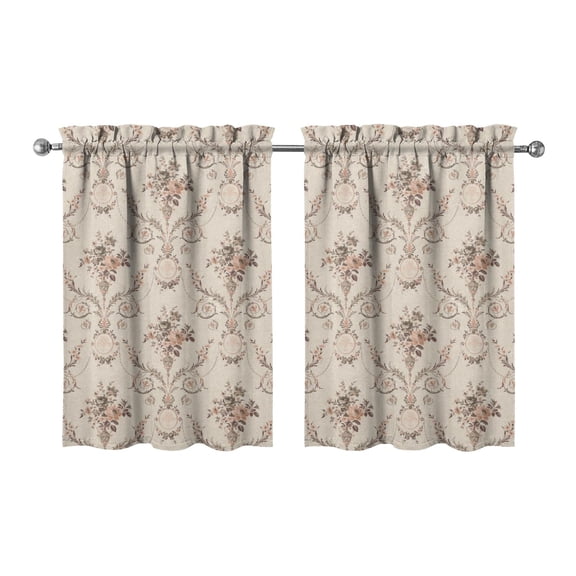 Kitchen Window Curtains over Sink Beige American Pastoral Small Window Treatment White Cafe Short Curtains for Bathroom Tier Drapes 27.5x36inch
