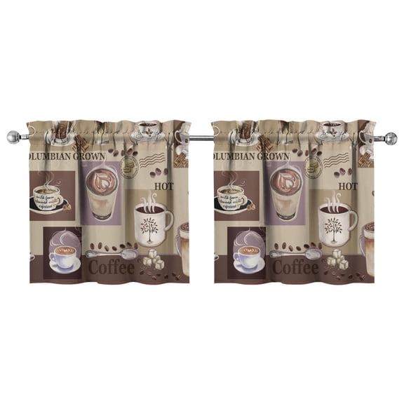 Kitchen Window Curtains over Sink Coffee Small Window Treatment White Cafe Short Curtains for Bathroom Tier Drapes 27.5x24inch