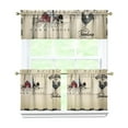 thumbnail image 1 of Kitchen Window Curtains over Sink Farmhouse and Chickens 24 Inch 3 Pieces Set Small Window Cafe Curtains for Home Decor Rod Pocket Tier Drapes, 1 of 6