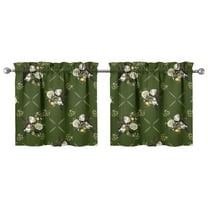 Kitchen Window Curtains over Sink Green Classical Floral Small Window Treatment White Cafe Short Curtains for Bathroom Tier Drapes 27.5x24inch