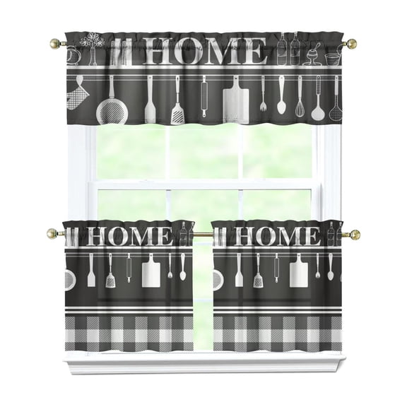 Kitchen Window Curtains over Sink HOME 24 Inch 3 Pieces Set Small Window Cafe Curtains for Home Decor Rod Pocket Tier Drapes