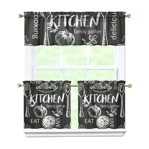Kitchen Window Curtains over Sink KITCHEN 24 Inch 3 Pieces Set Small Window Cafe Curtains for Home Decor Rod Pocket Tier Drapes
