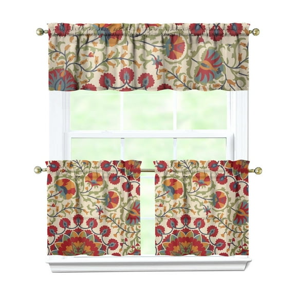 Kitchen Window Curtains over Sink Pioneer 24 Inch 3 Pieces Set Small Window Cafe Curtains for Home Decor Rod Pocket Tier Drapes